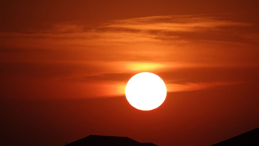 Sunset, Orange, Evening, Landscapes, sky, clouds, nature, dusk HD wallpaper