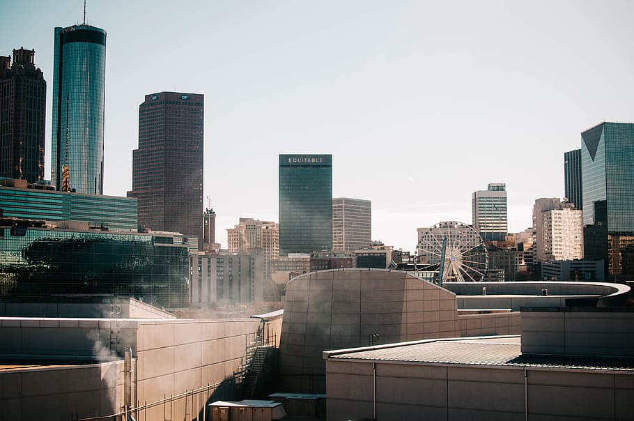photo of high rise building, brown concrete building, Atlanta HD wallpaper