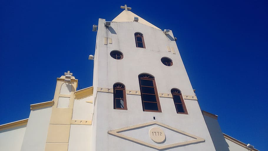 church, blue sky, brazil, florianópolis, colonial, portuguese
