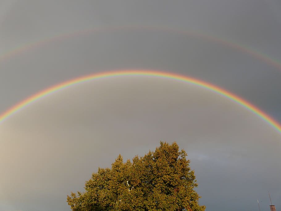 rainbow, double rainbow, mirroring, secondary rainbow, refraction