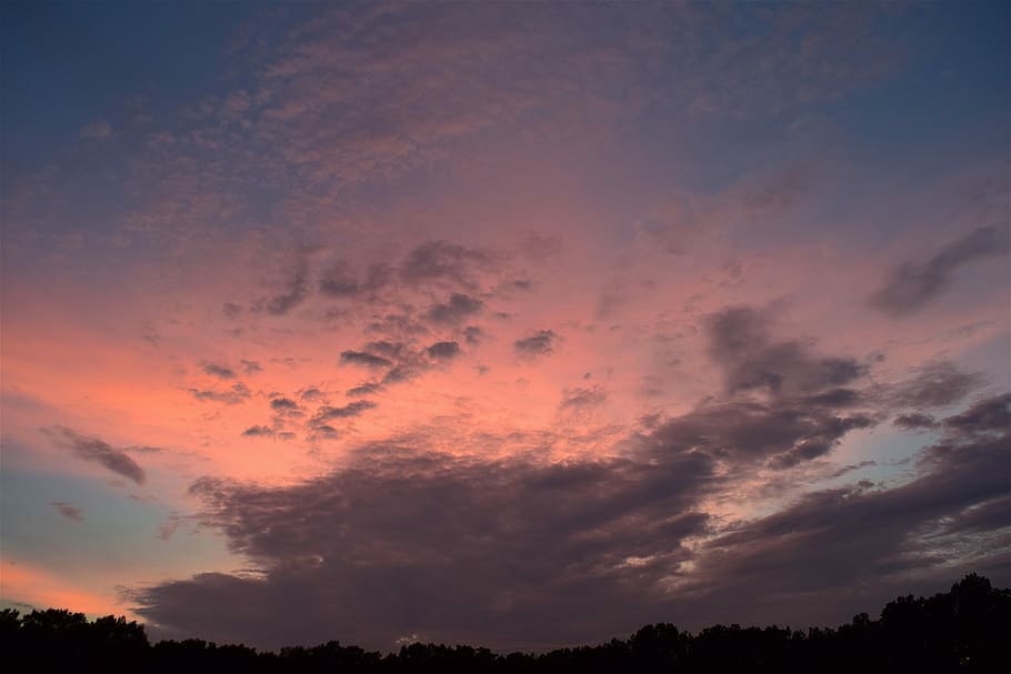 sunset, sky, clouds, light, evening, dusk, nature, lighting HD wallpaper