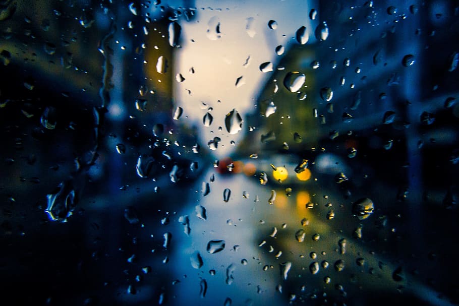 dark, night, glass, window, raining, water, drop, wet, glass - material HD wallpaper