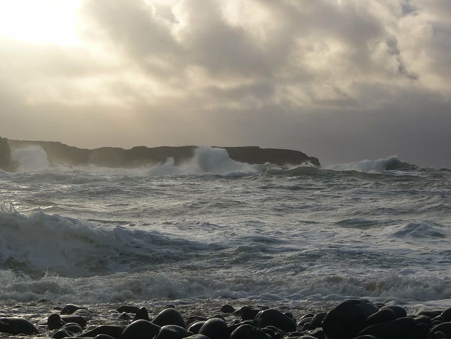 rough, waves, spanish, point, ireland, storm, coast, water HD wallpaper