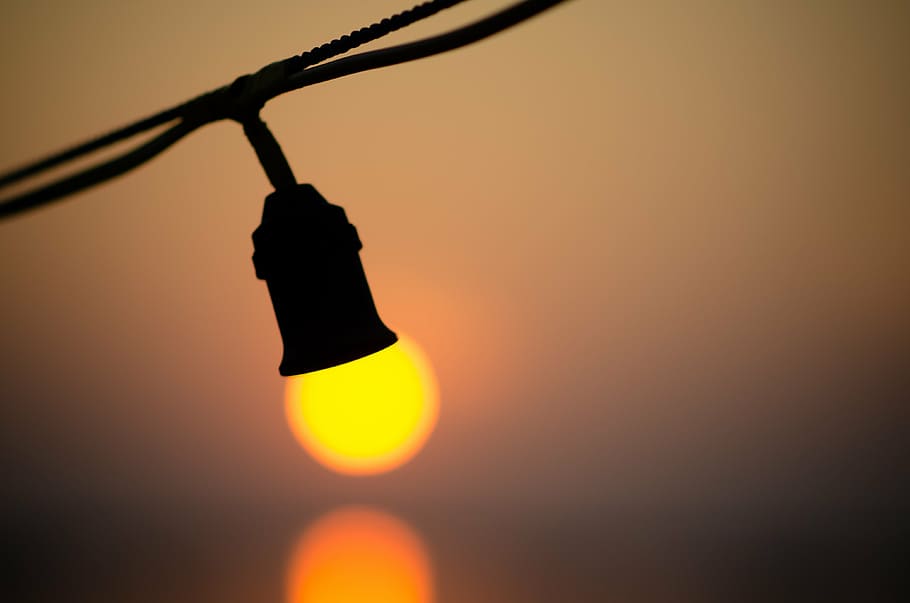 black string light silhouette photo, come, sunset, sky, gold HD wallpaper