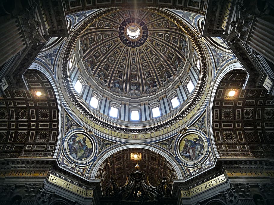 low angle photography of building interior view, dome, rome HD wallpaper
