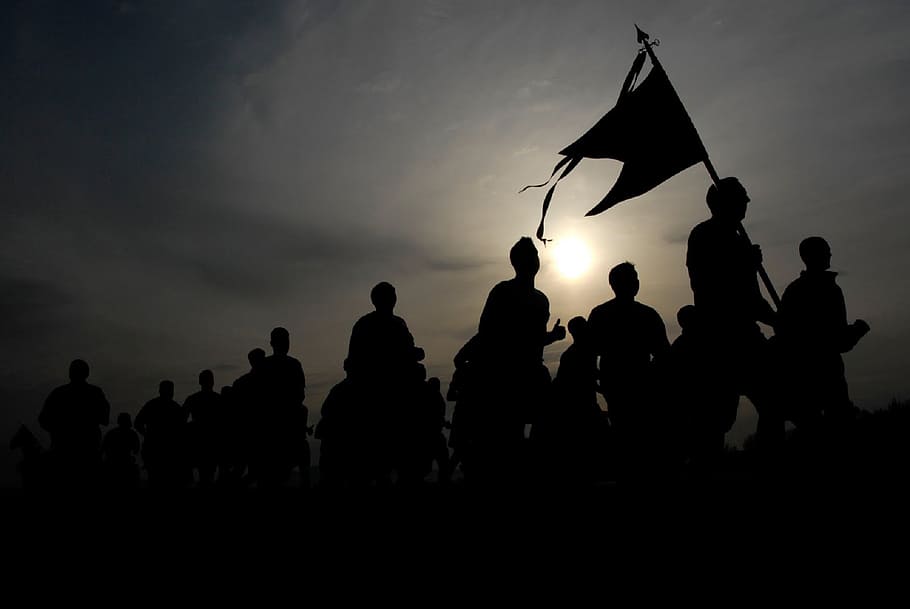 silhouette photography of people running, runners, silhouettes, HD wallpaper