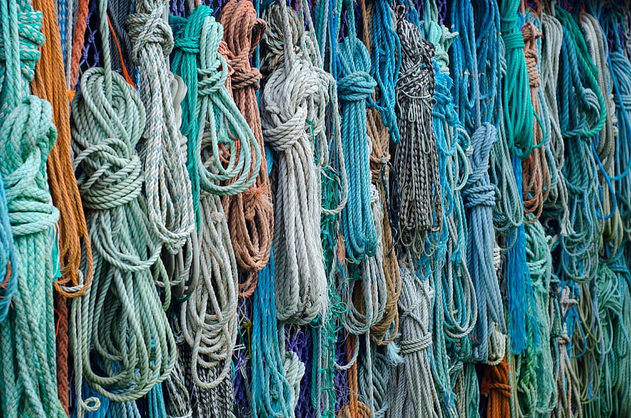 assorted-color rope lot, ropes, daytime, knots, full frame HD wallpaper