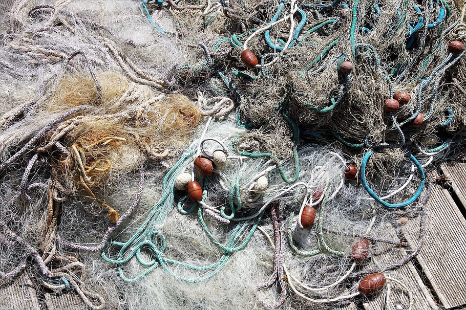 fishing net, tangled, on the shore, mediteran, sea, network