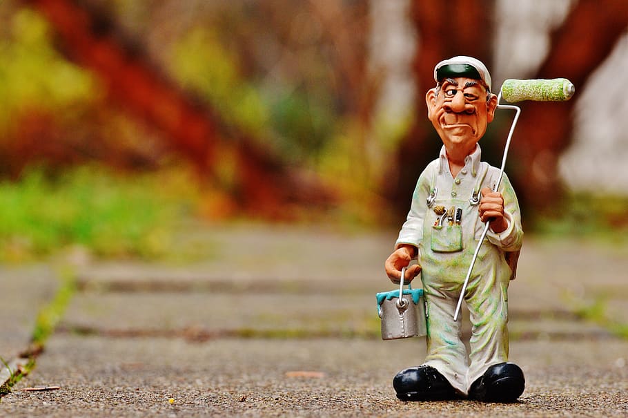 painter figurine selective focus photography, delete, work HD wallpaper