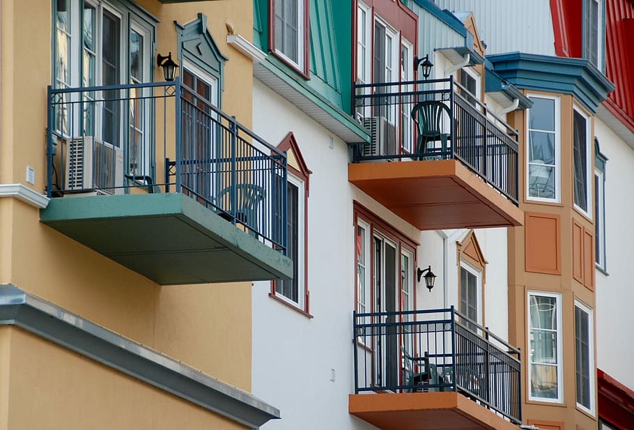 Balcony, Building, Wall, Windows, colorful, architecture, exterior HD wallpaper