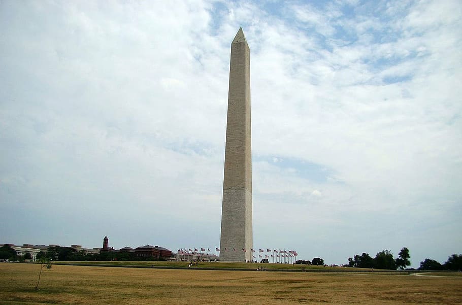 monument, washington, building, sky, tree, symbol, clouds, cloud - sky HD wallpaper