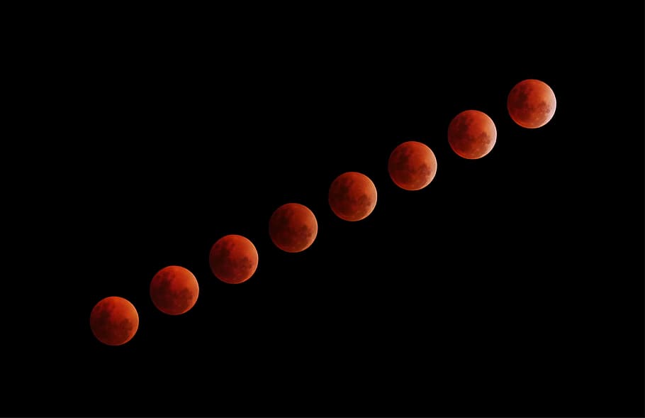 eight blood moon illustrations, blood moon, black, night, dark HD wallpaper