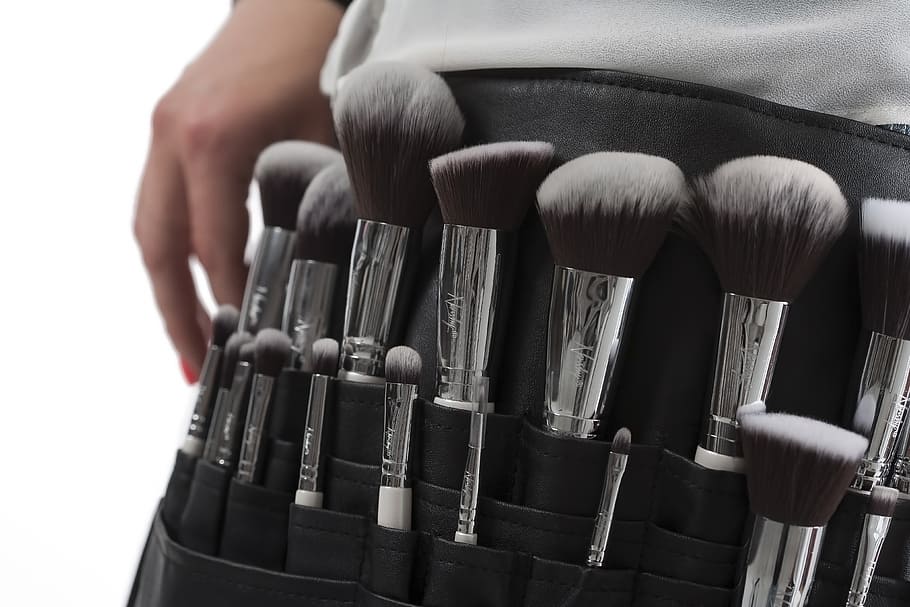 photo of makeup brush set, makeup brushes, make-up, cosmetic HD wallpaper
