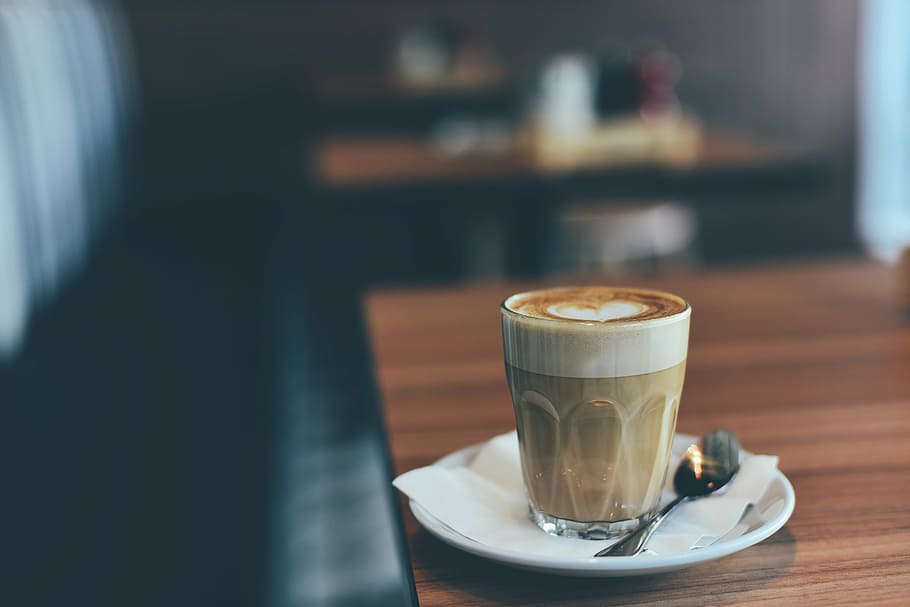 selective focus photography of drinking cup with cappuccino HD wallpaper