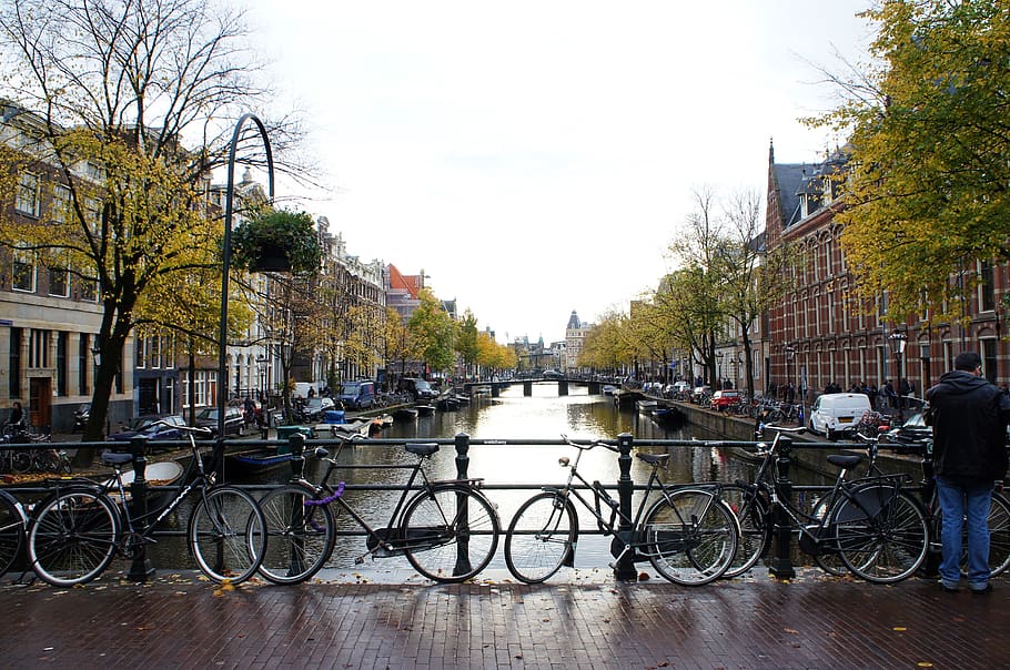 HD Wallpaper: Amsterdam Bridge, Bikes, Amsterdam Canal, Autumn In ...