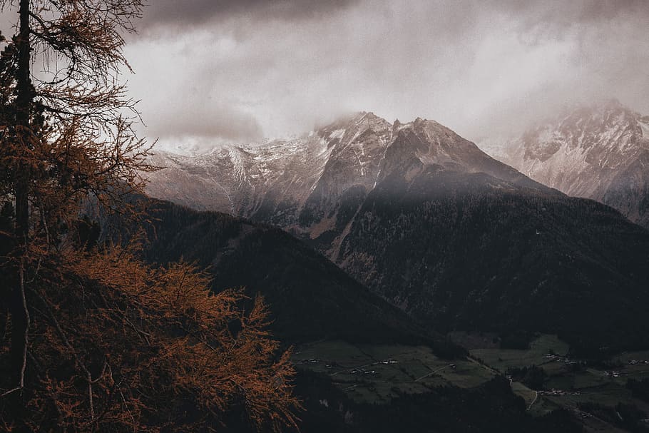 mountains covered with snow, black mountain covered by snow during daytime HD wallpaper
