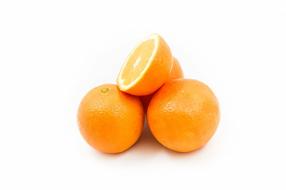 sliced orange on white surfac e, oranges, fruit, vitamins, half, HD wallpaper