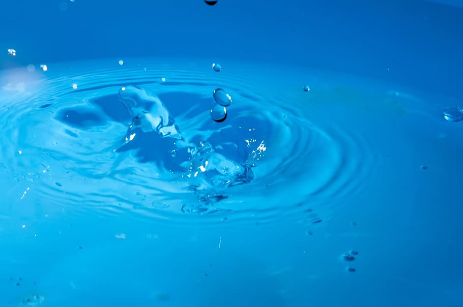 water droplet wallpaper, Water, Blue, Drops, Droplets, Ripples HD wallpaper