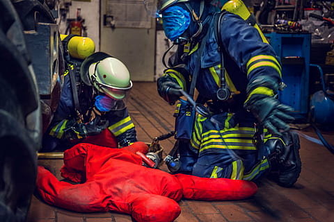 volunteer firefighter, delete exercise, fire fighting, equipment HD wallpaper