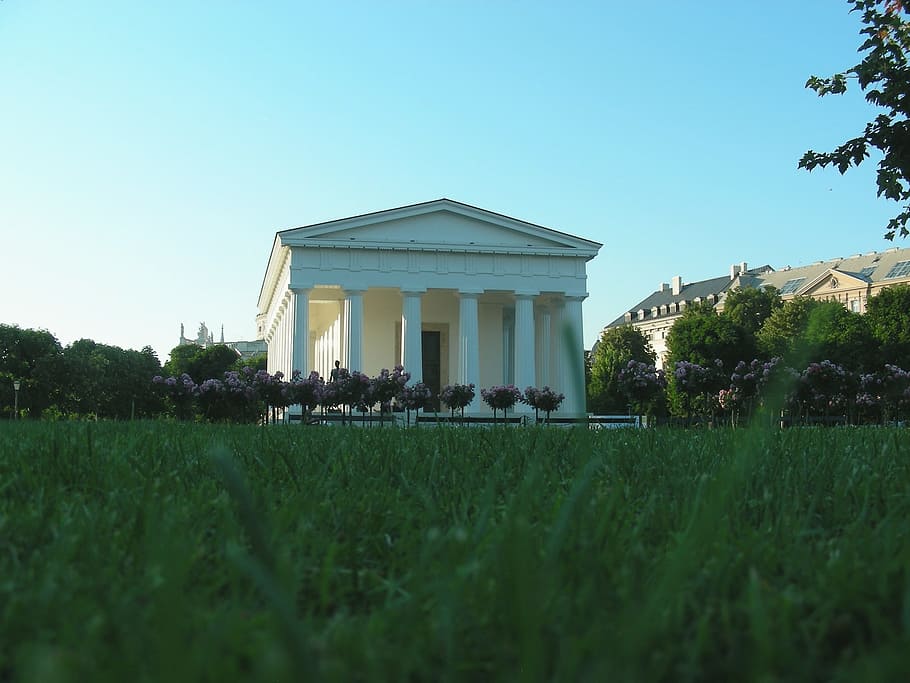 vienna, theseus temple, people's garden, park, austria, summer, HD wallpaper