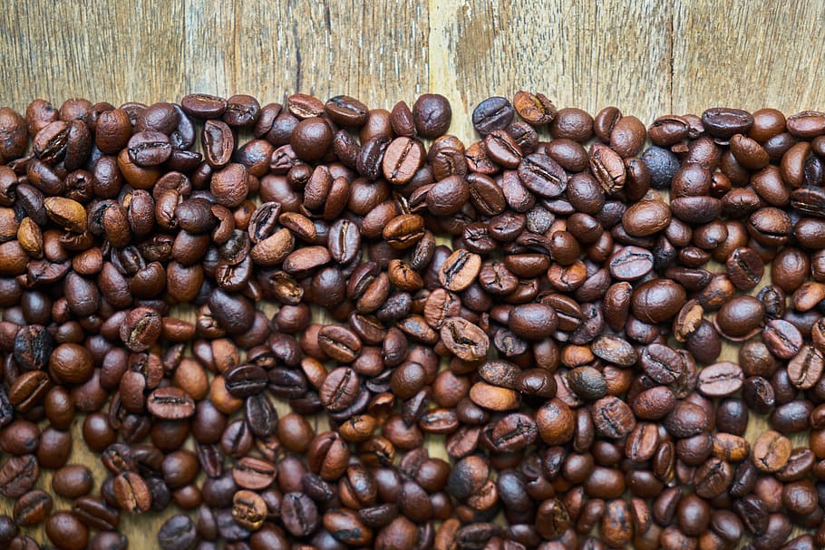 wood, beans, caffeine, dark, brown, café, close-up, coffee beans HD wallpaper