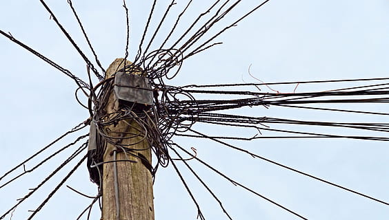 brown electricity post, telephone, telegraph, pole, wire, communication HD wallpaper