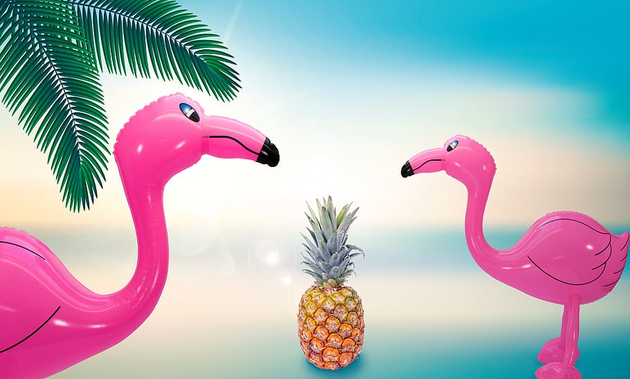 pineapple digital illustration, summer, summer holiday, sun, beach, HD wallpaper