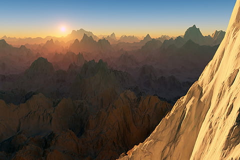 aerial view photography of brown mountain, face, wall, snow HD wallpaper