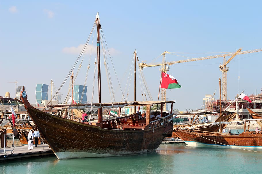Boats and Ships in the Harbor in Doha, Qatar, photos, public domain, HD wallpaper