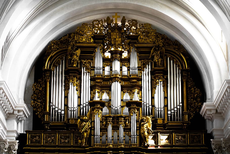 architectural photography of church inner, organ, music, organ whistle