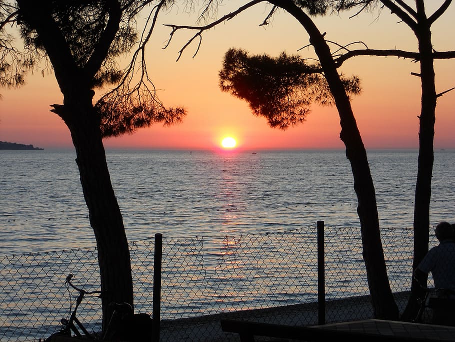 croatia, sunset, rest, sky, water, beauty in nature, tree, scenics - nature HD wallpaper