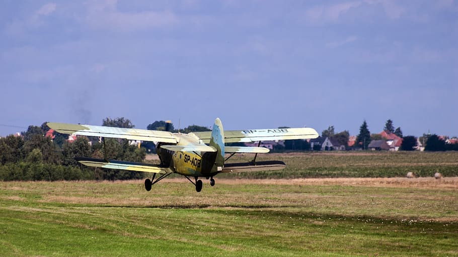 aircraft, start, double decker, propeller, take off, air vehicle HD wallpaper