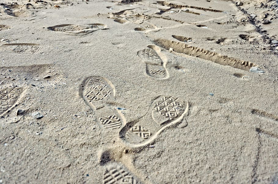 footprint, step, profile, sole, track, trace, pattern, sand HD wallpaper