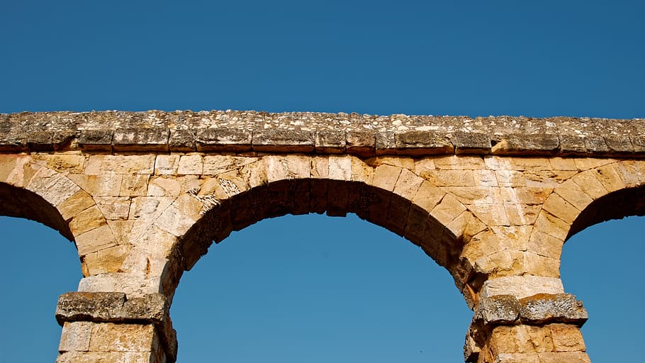 aqueduct, roman, ruin, water, stone, arch, tarragona, spain, HD wallpaper