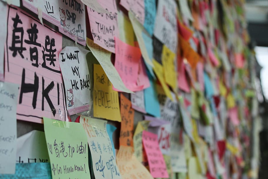 Hong Kong, Umbrella Movement, Asia, china, post it, poster, HD wallpaper