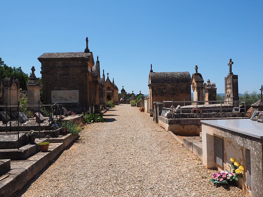 Cemetery, Graves, Gravestone, old cemetery, roussillon, tomb, HD wallpaper