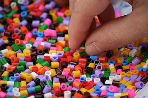 ikea, pyssla, games, children, colors, fun, kids game, human hand HD wallpaper