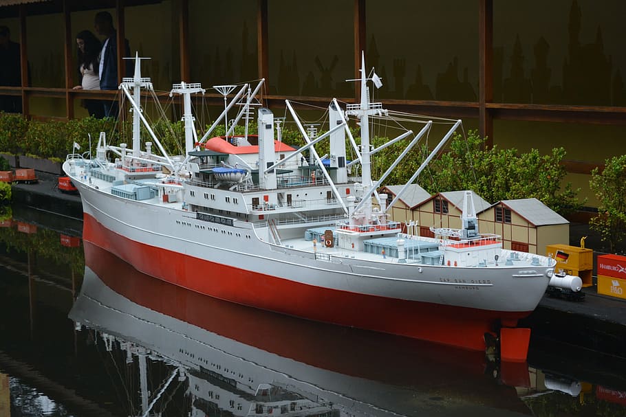 ship, miniature, boat, nautical vessel, water, moored, transportation HD wallpaper