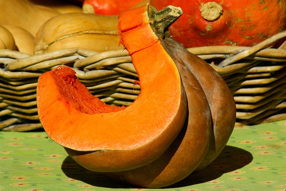 sliced pumpkin, squash, vegetables, fall, food and drink, healthy eating HD wallpaper
