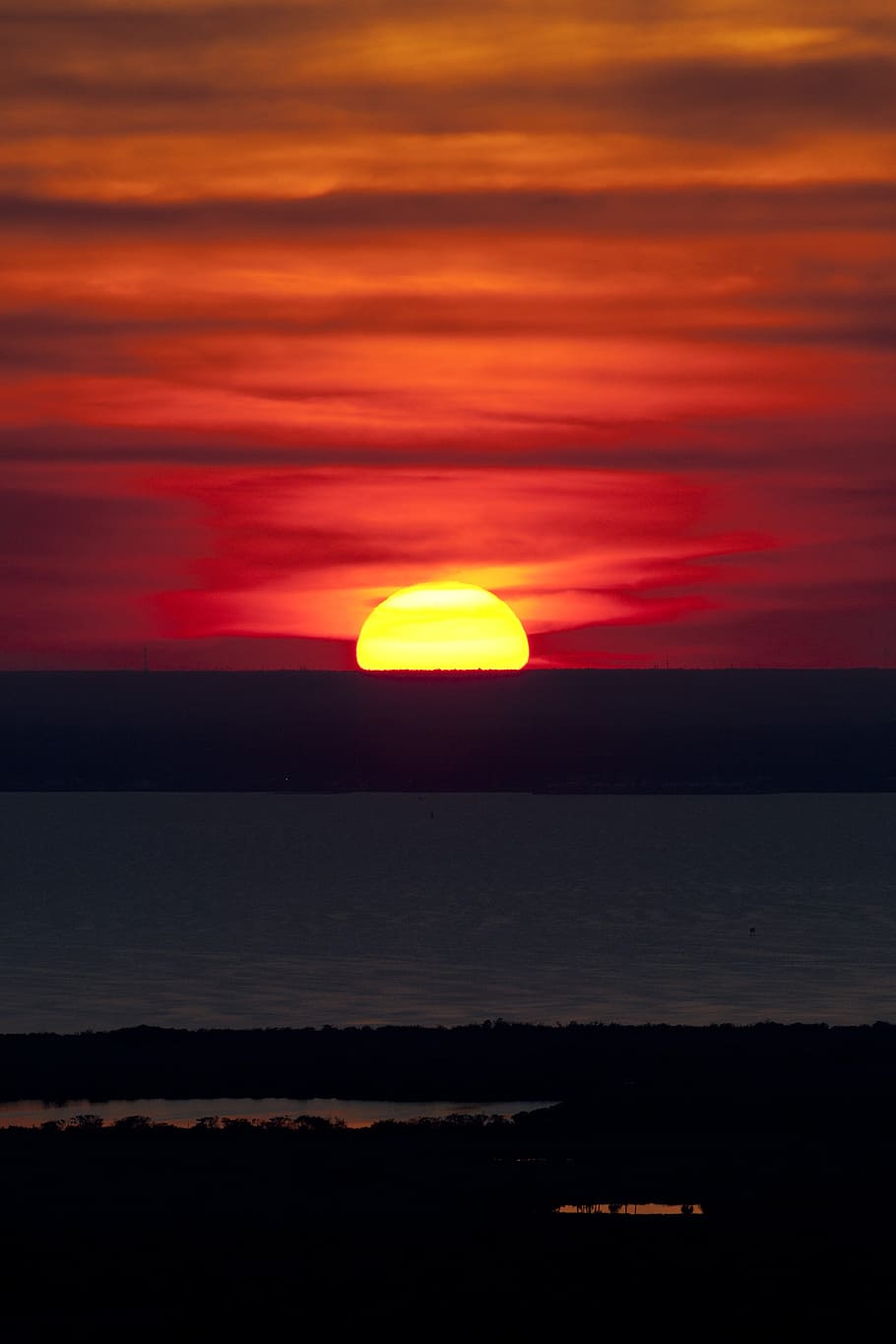 sunset, seascape, water, horizon, dusk, evening, landscape HD wallpaper