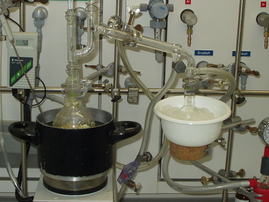 destille, distill, chemistry, laboratory, piston, synthesis