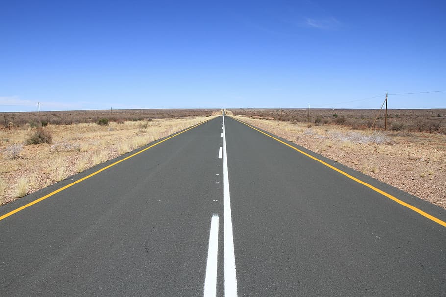 photo of empty road, straight, forward, away, vanishing point HD wallpaper