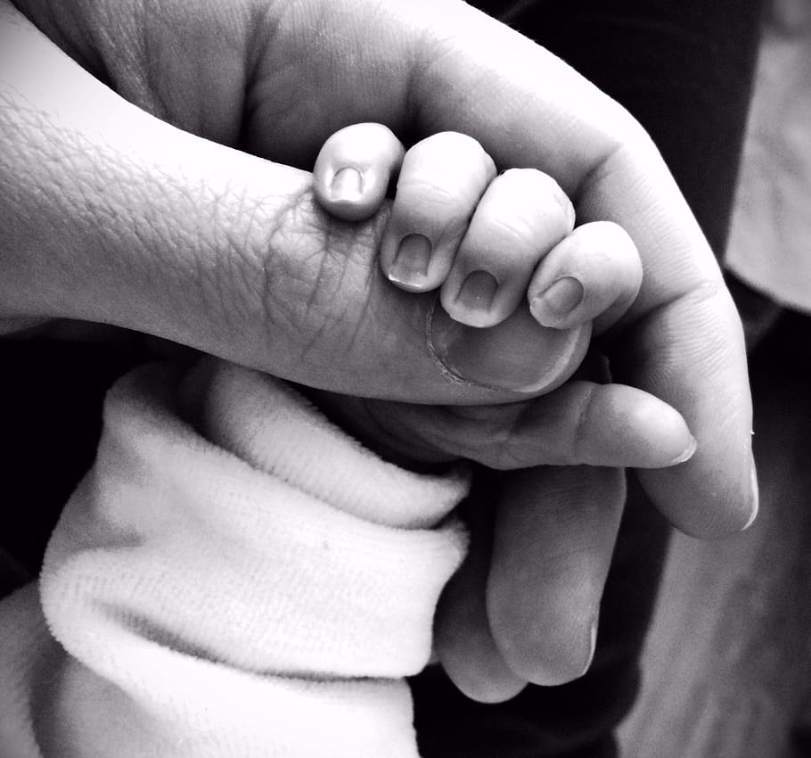 hand, child, light, fingers, family, baby, young, parent, real people HD wallpaper