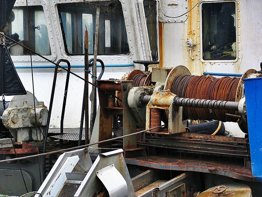 cutter, windlass, field, rope, fishing, hunting, network, rust HD wallpaper