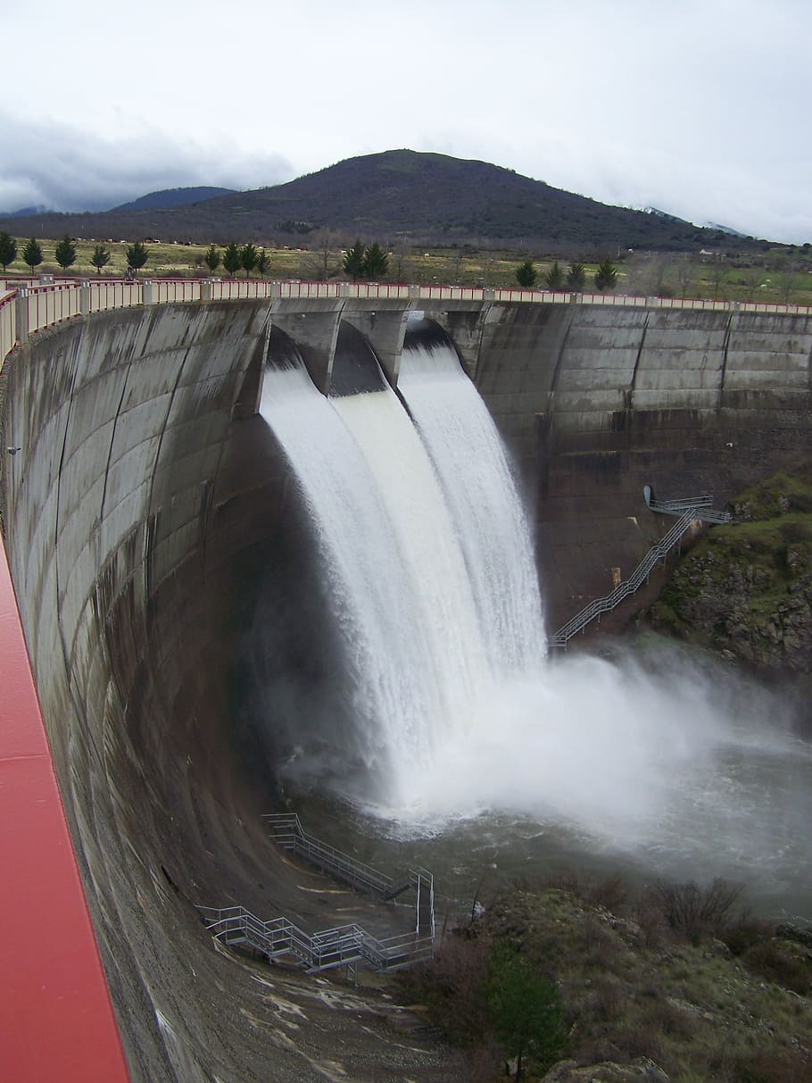 segovia, dam, pontoon, spillway, water, avenue, hydroelectric power, HD wallpaper