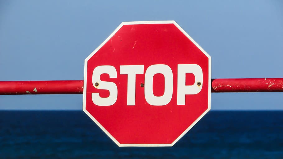Stop road sign, stop sign, red, warning, octagon, halt, communication