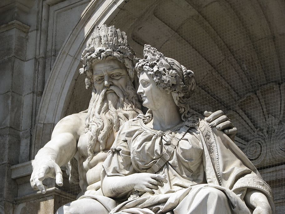 man and woman statu e, statue, monument, architecture, historic HD wallpaper
