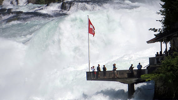 HD wallpaper: Rhine Falls, High Water, Schaffhausen, neuhausen am ...