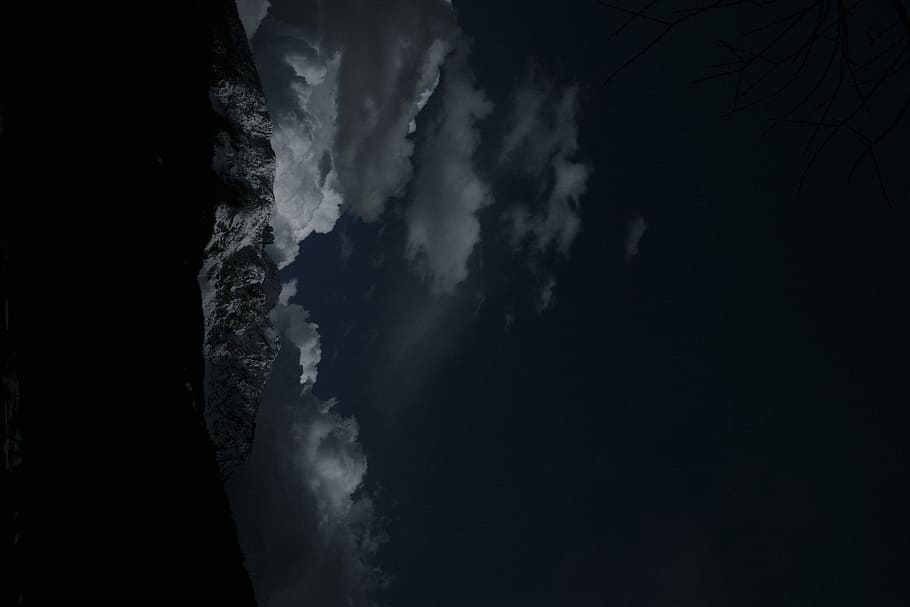 ice-covered mountain, untitled, snow, sky, black, blue, cloud - sky HD wallpaper
