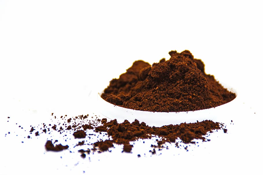 brown powder, coffee, white background, food, image, food and drink HD wallpaper